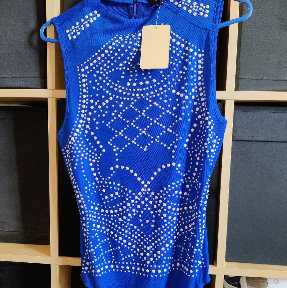 NEW Blinged Out Body Suit / top, never worn